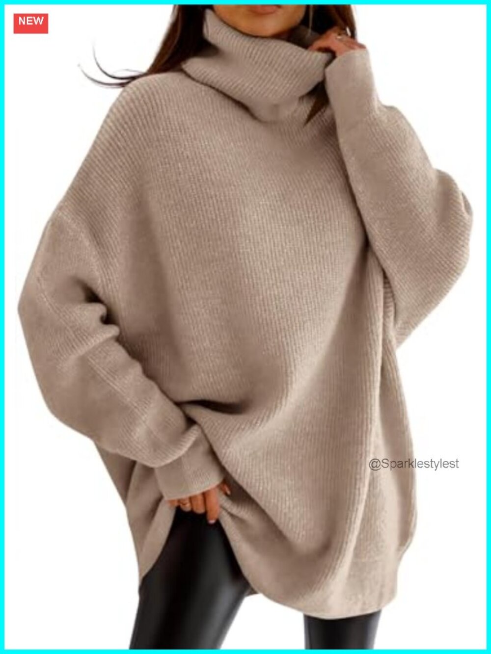 Womens Turtleneck Oversized Sweater Batwing Chunky Knit Pullover Fall